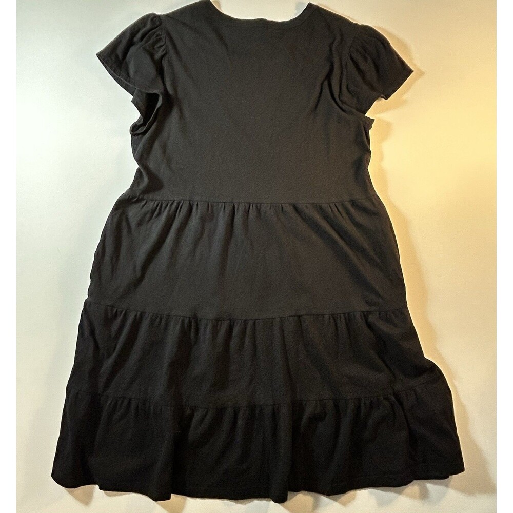 Time and Tru Dress Black Soot Tiered Cotton Casual Short Sleeve Pockets Size M - Picture 13 of 14